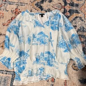 Ann Taylor Blue and White Women's Top